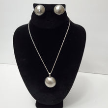 Load image into Gallery viewer, 18K ITALIAN WHITE GOLD PLATED CLIP EARRING, NECKLACE AND PENDANT SET