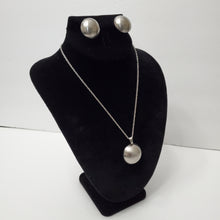 Load image into Gallery viewer, 18K ITALIAN WHITE GOLD PLATED CLIP EARRING, NECKLACE AND PENDANT SET
