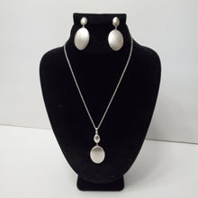 Load image into Gallery viewer, 18K ITALIAN WHITE GOLD PLATED DROP EARRING, NECKLACE AND PENDANT SET