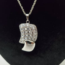 Load image into Gallery viewer, 18K ITALIAN WHITE GOLD PLATED CZ PINUP EARRIING  NECKLACE AND PENDANT  SET