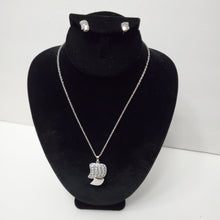 Load image into Gallery viewer, 18K ITALIAN WHITE GOLD PLATED CZ PINUP EARRIING  NECKLACE AND PENDANT  SET