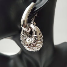 Load image into Gallery viewer, 18K ITALIAN WHITE GOLD PLATED DROP CHUNKY EARRING
