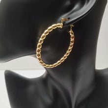 Load image into Gallery viewer, 18K GOLD PLATED STAINLESS STEEL BEADED HOOP EARRINGS