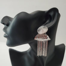 Load image into Gallery viewer, 18K ITALIAN WHITE GOLD PLATED CHUNKY TASSEL LONG EARRINGS