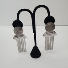 Load image into Gallery viewer, 18K ITALIAN WHITE GOLD PLATED CHUNKY TASSEL LONG EARRINGS