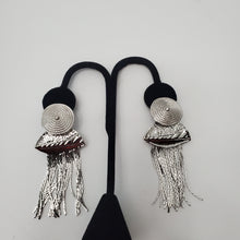 Load image into Gallery viewer, 18K ITALIAN WHITE GOLD PLATED CHUNKY TASSEL LONG EARRINGS