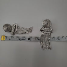 Load image into Gallery viewer, 18K ITALIAN WHITE GOLD PLATED CHUNKY TASSEL LONG EARRINGS