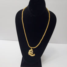 Load image into Gallery viewer, 18K GOLD PLATED EURO SIGN PENDANT WITH TWISTED ROPE NECKLACE
