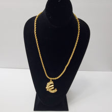 Load image into Gallery viewer, 18K GOLD PLATED EURO SIGN PENDANT WITH TWISTED ROPE NECKLACE