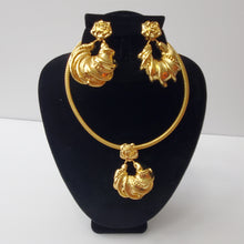 Load image into Gallery viewer, Copy of 18K GOLD PLATED BIG CHUNKY EARRING , PENDANT & CORD NECKLACE SET