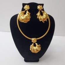 Load image into Gallery viewer, Copy of 18K GOLD PLATED BIG CHUNKY EARRING , PENDANT & CORD NECKLACE SET