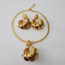 Load image into Gallery viewer, Copy of 18K GOLD PLATED BIG CHUNKY EARRING , PENDANT & CORD NECKLACE SET