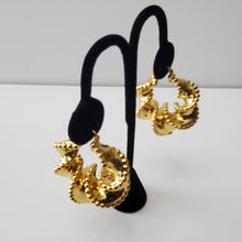 Load image into Gallery viewer, 18K BRAZILIAN GOLD PLATED CHUNKY TWIST HOOP EARRINGS