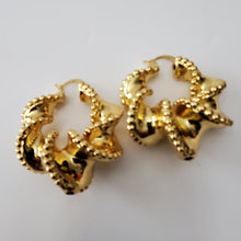Load image into Gallery viewer, 18K BRAZILIAN GOLD PLATED CHUNKY TWIST HOOP EARRINGS