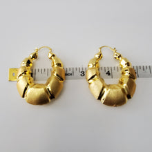 Load image into Gallery viewer, 18K BRAZILIAN GOLD PLATED CHUNKY LONG OVAL HOOP EARRINGS