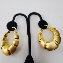 Load image into Gallery viewer, 18K BRAZILIAN GOLD PLATED CHUNKY LONG OVAL HOOP EARRINGS