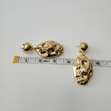 Load image into Gallery viewer, 18K BRAZILIAN GOLD PLATED CHUNKY LONG DROP OVAL EARRINGS