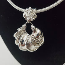 Load image into Gallery viewer, 18K BRAZILIAN WHITE GOLD PLATED CHUNKY DROP EARRING, CORD NECKLACE AND PENDANT  SET