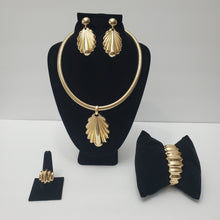 Load image into Gallery viewer, 18K GOLD PLATED PARTY EARRING,, RING, BANGLE, CORD NECKLACE & PENDANT SET