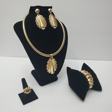 Load image into Gallery viewer, 18K GOLD PLATED PARTY EARRING,, RING, BANGLE, CORD NECKLACE & PENDANT SET