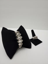 Load image into Gallery viewer, 18K ITALIAN WHITE GOLD PLATED BANGLE AND RING SET