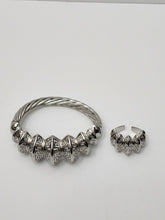 Load image into Gallery viewer, 18K ITALIAN WHITE GOLD PLATED BANGLE AND RING SET