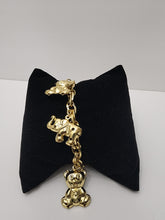Load image into Gallery viewer, 18K GOLD PLATED ELEPHANT AND TEDDY BEAR CHARM BRACELET