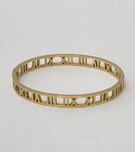 Load image into Gallery viewer, 18K GOLD PLATED STAINLESS STEEL SMALL ROMAN NUMERIAL BANGLE