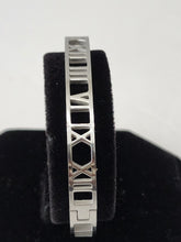Load image into Gallery viewer, 18K ITALIAN WHITE GOLD PLATED ROMAN NUMERAL BANGLE