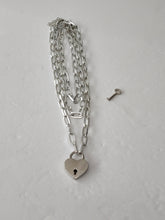 Load image into Gallery viewer, SLIVER 3 LAYER LOCK AND KEY NECKLACE