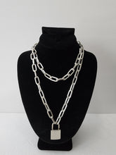 Load image into Gallery viewer, SLIVER 2 STEP LAYER CHAIN LOCK AND KEY NECKLACE