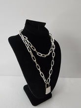 Load image into Gallery viewer, SLIVER 2 STEP LAYER CHAIN LOCK AND KEY NECKLACE
