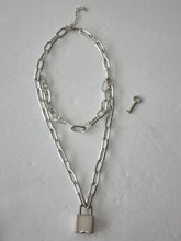 Load image into Gallery viewer, SLIVER 2 STEP LAYER CHAIN LOCK AND KEY NECKLACE