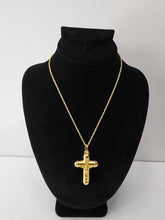 Load image into Gallery viewer, 18K Gold Plated Tinny Necklace and Chunky Cross Pendant