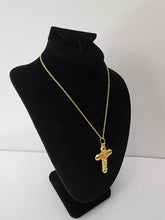 Load image into Gallery viewer, 18K Gold Plated Tinny Necklace and Chunky Cross Pendant