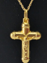 Load image into Gallery viewer, 18K Gold Plated Tinny Necklace and Chunky Cross Pendant