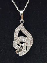 Load image into Gallery viewer, 18K ITALIAN WHITE GOLD PLATED NECKLACE & PENDANT, RING & EARRING SET
