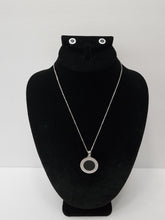 Load image into Gallery viewer, 18K STAINLESS STEEL SLIVER NECKLACE, PENDANT, & EARRING SET