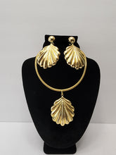 Load image into Gallery viewer, 18K BRAZILIAN GOLD PLATED CORD NECKLACE, PENDANT, EARRING SET
