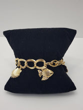 Load image into Gallery viewer, 18K GOLD PLATED FISH AND SEA SHELL CHARM BRACELET