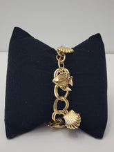 Load image into Gallery viewer, 18K GOLD PLATED FISH AND SEA SHELL CHARM BRACELET
