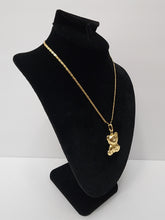 Load image into Gallery viewer, 18K ITALIAN GOLD PLATED TEEDY BEAR PENDANT & RAZOR NECKLACE