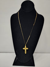 Load image into Gallery viewer, 18K ITALIAN GOLD PLATED CHUNKY CROSS PENDANT & RAZOR NECKLACE