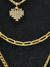 Load image into Gallery viewer, 18K ITALIAN GOLD PLATED 3 LAYERED HEART & KEY NECKLACE