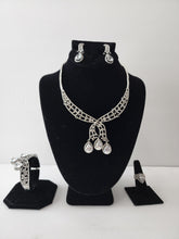 Load image into Gallery viewer, 18K ITALIAN WHITE GOLD PLATED CZ PARTY SET