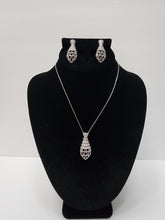 Load image into Gallery viewer, 18K WHITE GOLD PLATED CZ EARRING & PENDANT SET