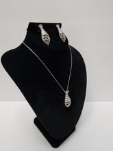 Load image into Gallery viewer, 18K WHITE GOLD PLATED CZ EARRING & PENDANT SET