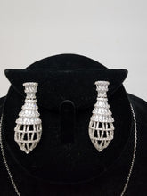 Load image into Gallery viewer, 18K WHITE GOLD PLATED CZ EARRING & PENDANT SET