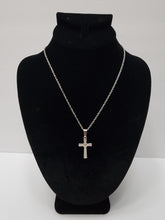 Load image into Gallery viewer, 18K ITALIAN WHITE GOLD PLATED CROSS PENDANT & NECKLACE