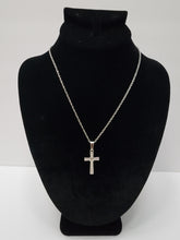 Load image into Gallery viewer, 18K ITALIAN WHITE GOLD PLATED CROSS PENDANT & NECKLACE